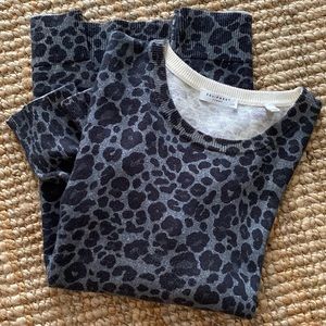 Equipment Black and Gray Leopard Print Sweater